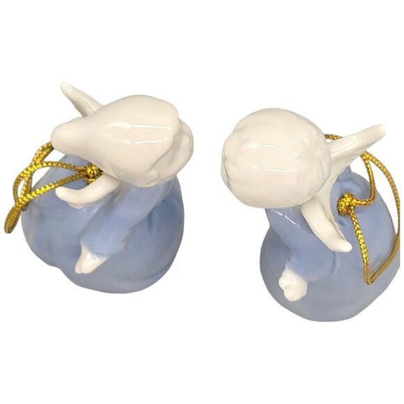 Vintage Kissing Angel Glazed Ornament Set Porcelain Figurine Original Box - Picture 6 of 11